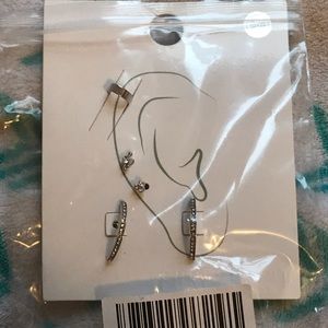 Silver Rhinestone Earrings Set